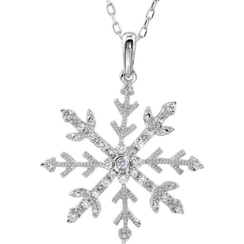 The Men's Jewelry Store (for HER) CZ Snowflake Sterling Silver Necklace, 18"