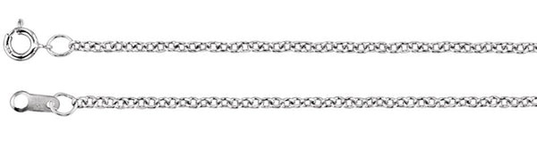 1.5mm 14k White Gold Solid Cable Chain, 16"