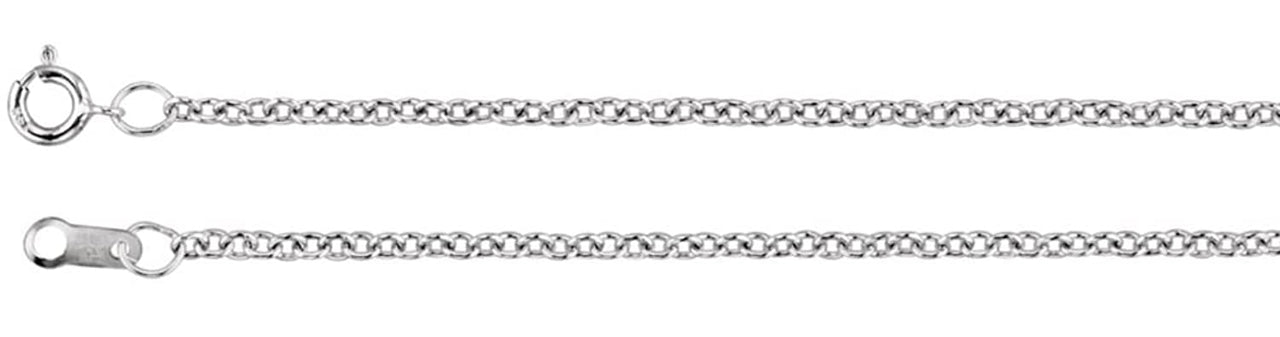 1.5mm 14k White Gold Solid Cable Chain, 16"