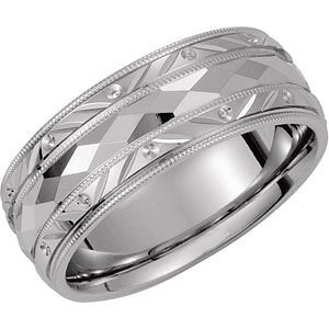 Sterling Silver Diamond-Cut 6mm Comfort-Fit Milgrain Band