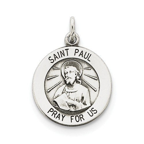 Sterling Silver Antiqued Saint Paul Medal Pendant (20X15MM)
