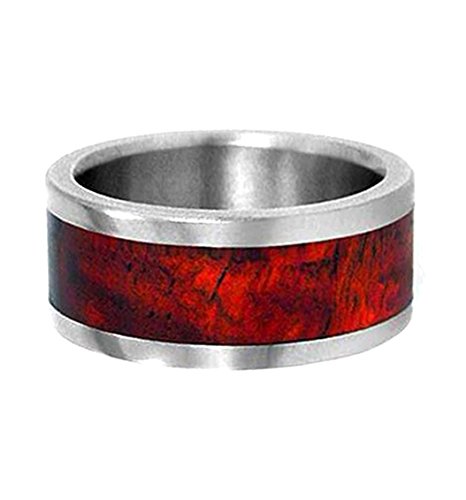 Amboyna Burl Wood 8mm Comfort Fit Titanium Wedding Band, Size 10