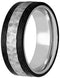 Men's Hammered Titanium, Black Carbon Fiber 8mm Comfort-Fit Band, Size 12.25