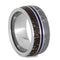 Gibeon Meteorite, Dinosaur Bone, Blue Stripe 9mm Comfort-Fit Titanium Band