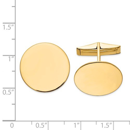 Ave 369 14k Yellow Gold Circular Round Cuff Links, 20MM
