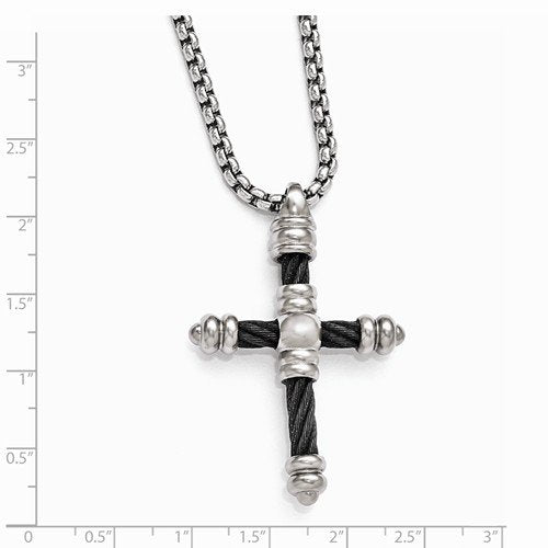 Edward Mirell Titanium Cable Cross Pendant Necklace, 20"