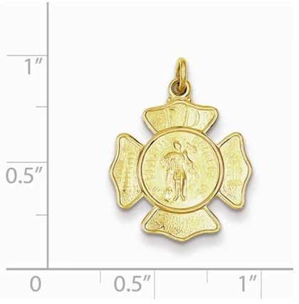 24k Gold-Plated Sterling Silver Saint Florian Fireman's Badge Medal (25X17MM)