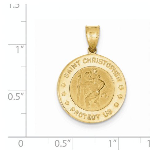 14k Yellow Gold St. Christopher Medal Charm Pendant (28X19 MM)