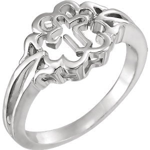 Cross Silhouette Signet Ring in Sterling Silver