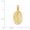 14k Yellow Gold Miraculous Medal Charm Pendant (27X14 MM)