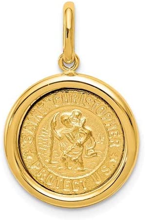 14k Yellow Gold St Christopher Medal Pendant