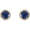 Blue Sapphire and Diamond Earrings, 14k Yellow Gold (0.16 Ctw, G-H Color, I1 Clarity)