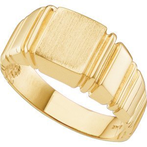 14k Yellow Gold Men's Square Signet Ring