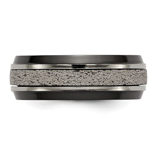 Edward Mirell Black Titanium with Grey Concrete Inlay Stepped 8mm Comfort-Fit Band