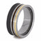 The Men's Jewelry Store (Unisex Jewelry) Whiskey Barrel Wood, 14k Yellow Gold 8mm Sandblasted Titanium Comfort-Fit Band