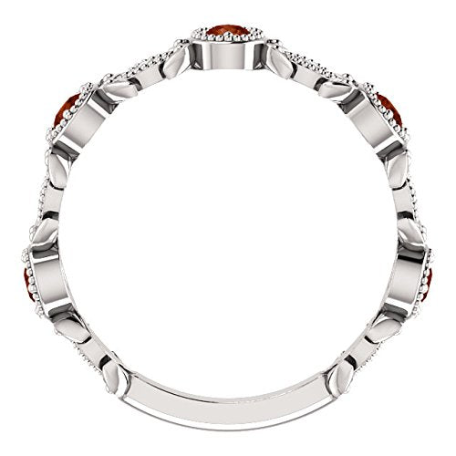 Platinum Mozambique Garnet and Diamond Vintage-Style Ring, Size 7.75