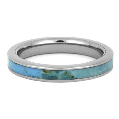 The Men's Jewelry Store (Unisex Jewelry) Turquoise 3mm Titanium Comfort-Fit Wedding Band
