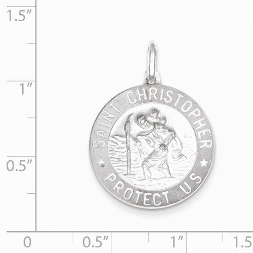 Sterling Silver Saint Christopher Medal Charm Pendant (30X22 MM)