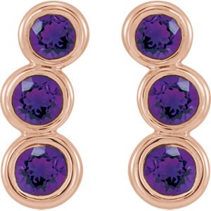 Amethyst Three-Stone Ear Climbers, 14k Rose Gold