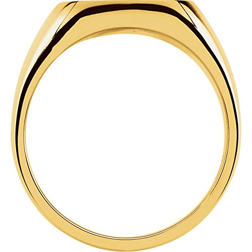 Men's Signet Semi-Polished 18k Yellow Gold Ring (14mm) Size 11