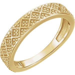Beaded Design 4.4mm Stacking Band, 14k Yellow Gold