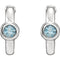 Aquamarine J-Hoop Earrings, Rhodium-Plated 14k White Gold