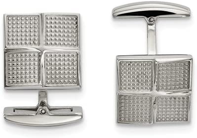 Stainless Steel Block Textured Square Cuff Links, 22.57X17.08MM