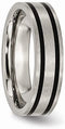 Brushed Titanium Black Enameled 6mm Flat Comfort-Fit Band, Size 6