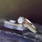 His and Hers Gibeon Meteorite, Aspen Wood Titanium Band and 10k White Gold Forever One Moissanite Aspen Wood Ring Sizes M8.5-F7