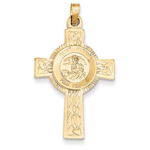 14k Yellow Gold St. Michael Medal Pendant (37X21MM)