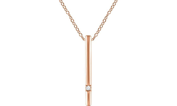 Diamond Bar Necklace in 14k Rose Gold, 16-18" (.015 Ctw, Color H+, Clarity I1)