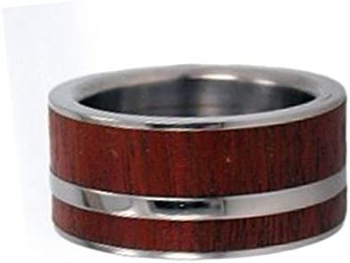 Peruvian Ipe Inlay 8mm Comfort-Fit Titanium Interchangeable Wedding Ring, Size 5.75