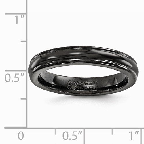 Black Ti Collection 4mm Domed Comfort-Fit Titanium Band