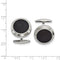 Stainless Steel Polished Black Carbon Fiber Inlay Round Cuff Links, 21.21MMX16.85MM