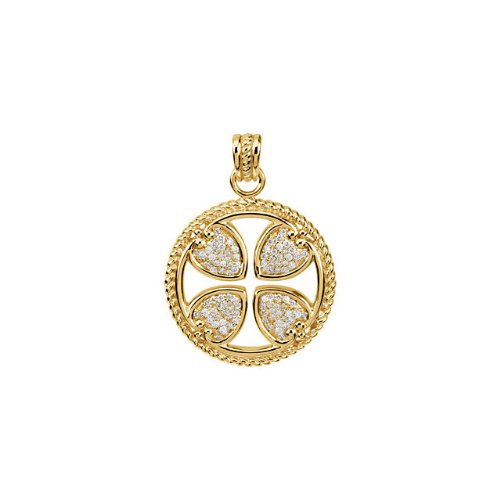 Diamond Maltese Rope Cross 14k Yellow Gold Pendant (GH Color, I1 Clarity, 3/4 Cttw)