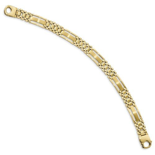 Men's Polished and Satin 14k Yellow Gold 10.1mm Link Bracelet, 8.75"