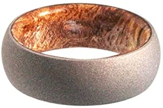 Sindora Wood Inner Sleeve 6mm Comfort Fit Sandblasted Titanium Wedding Band, Size 8.5