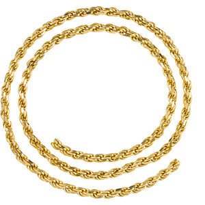 3.9mm 14k Yellow Gold Diamond Cut Rope Chain Bracelet, 7"