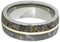 Gibeon Meteorite, Dinosaur Bone, 14k Yellow Gold 8mm Comfort Fit Titanium Band, Size 13