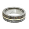 Gibeon Meteorite, Dinosaur Bone, 14k Yellow Gold 8mm Comfort Fit Titanium Band