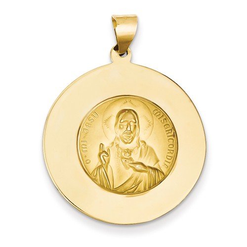 14k Yellow Gold Queen Of The Holy Scapular Reversible Medal Pendant (17X14MM)
