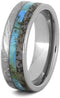 Turquoise, Dinosaur Bone, Gibeon Meteorite 7mm Titanium Comfort-Fit Wedding Band, Size 13.25