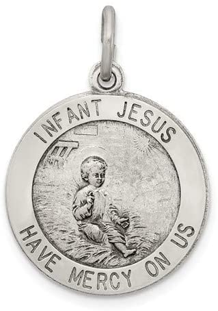 Sterling Silver Antiqued Infant Jesus Medal (17X11MM)