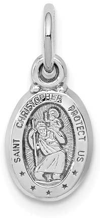 Rhodium-Plated 10k White Gold St. Christopher Medal (15X6MM)