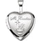 Girl's Sterling Silver 'Mi Bautizo' Latin Cross Heart Locket Pendant