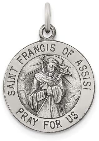 Sterling Silver Antiqued Saint Francis of Assisi Medal (20X16 MM)