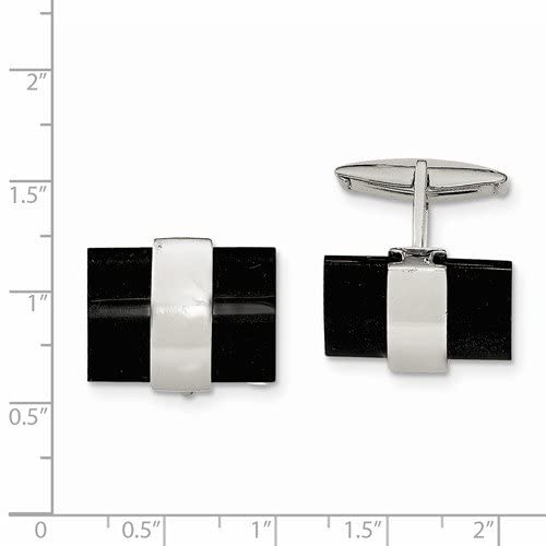 Sterling Silver Onyx Cuff Links