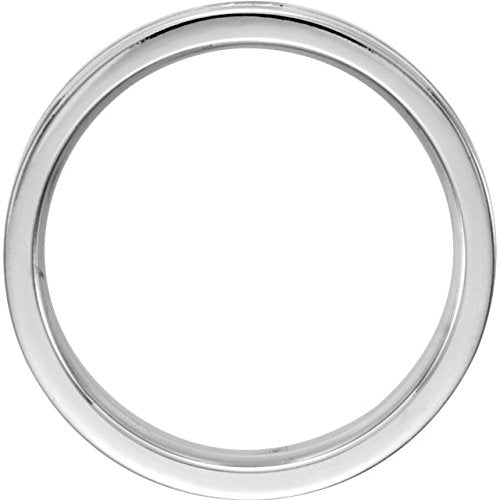 Satin Finish Grooved 6MM Comfort Fit 14k White Gold,Size 11