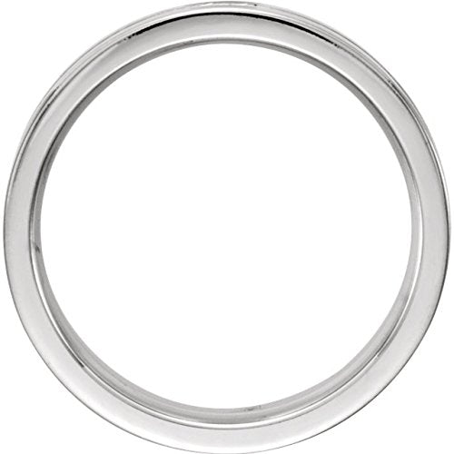 Satin Finish Grooved 6mm Comfort Fit 14k White Gold,Size 14.5