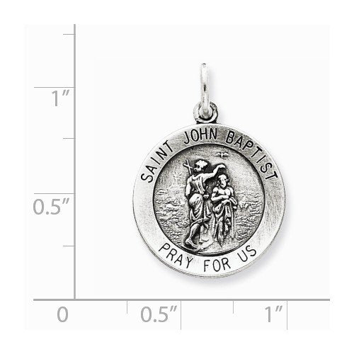 Sterling Silver Antiqued Saint John The Baptist Medal (25X20MM)